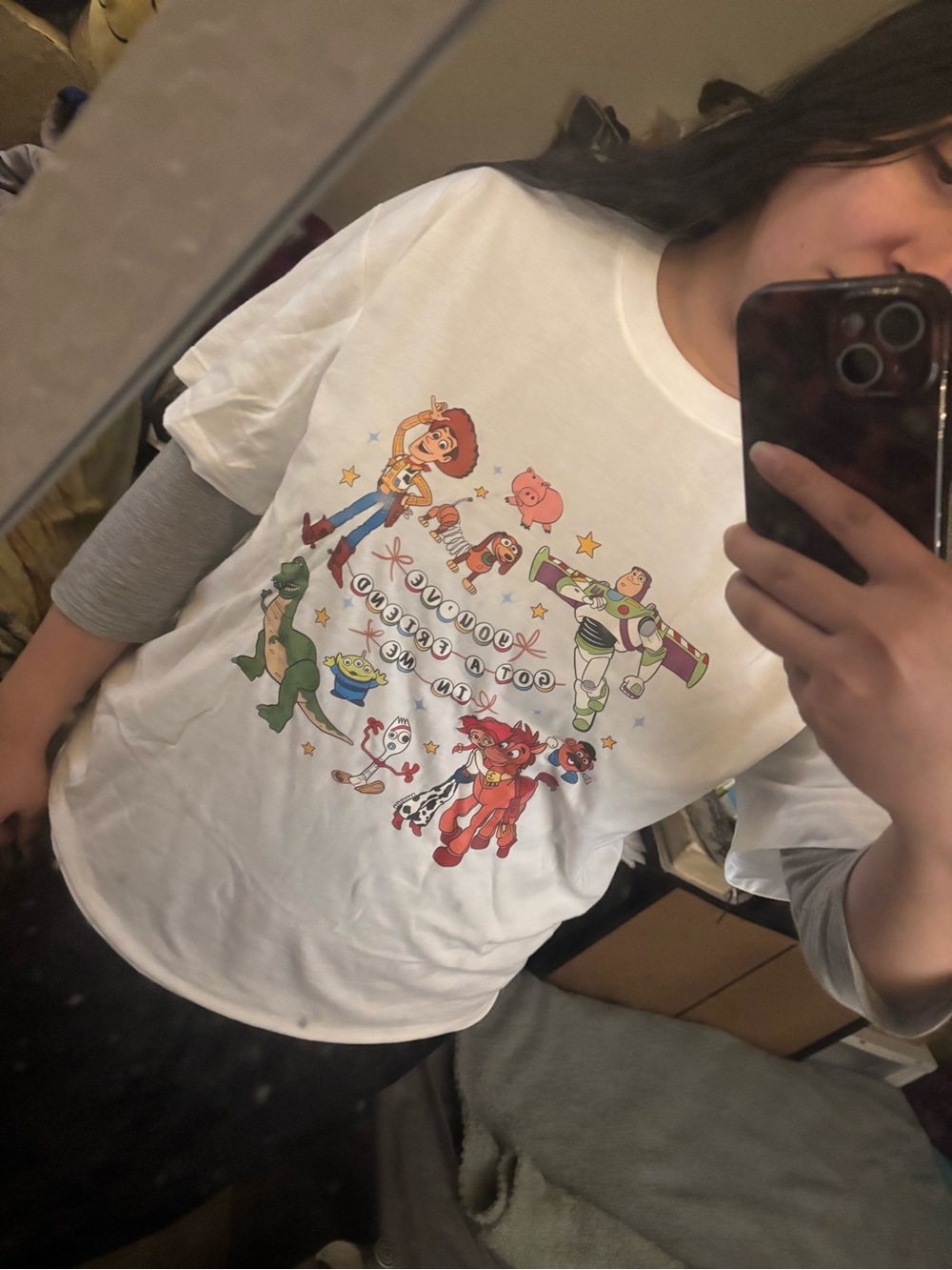 Toy Story Characters White Womens Graphic T-Shirt